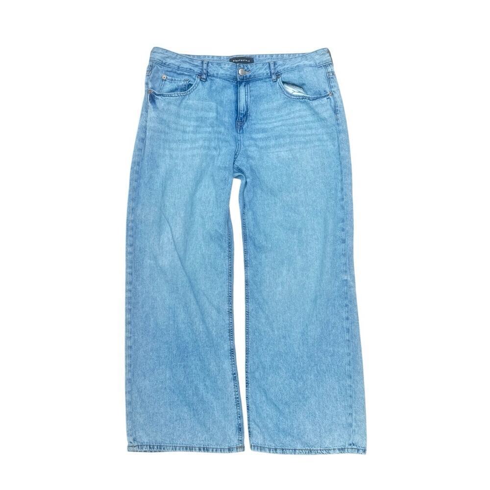 Aeropostale Aero Baggy Wide Leg Jeans Womens 14 Short Light Wash Y2K